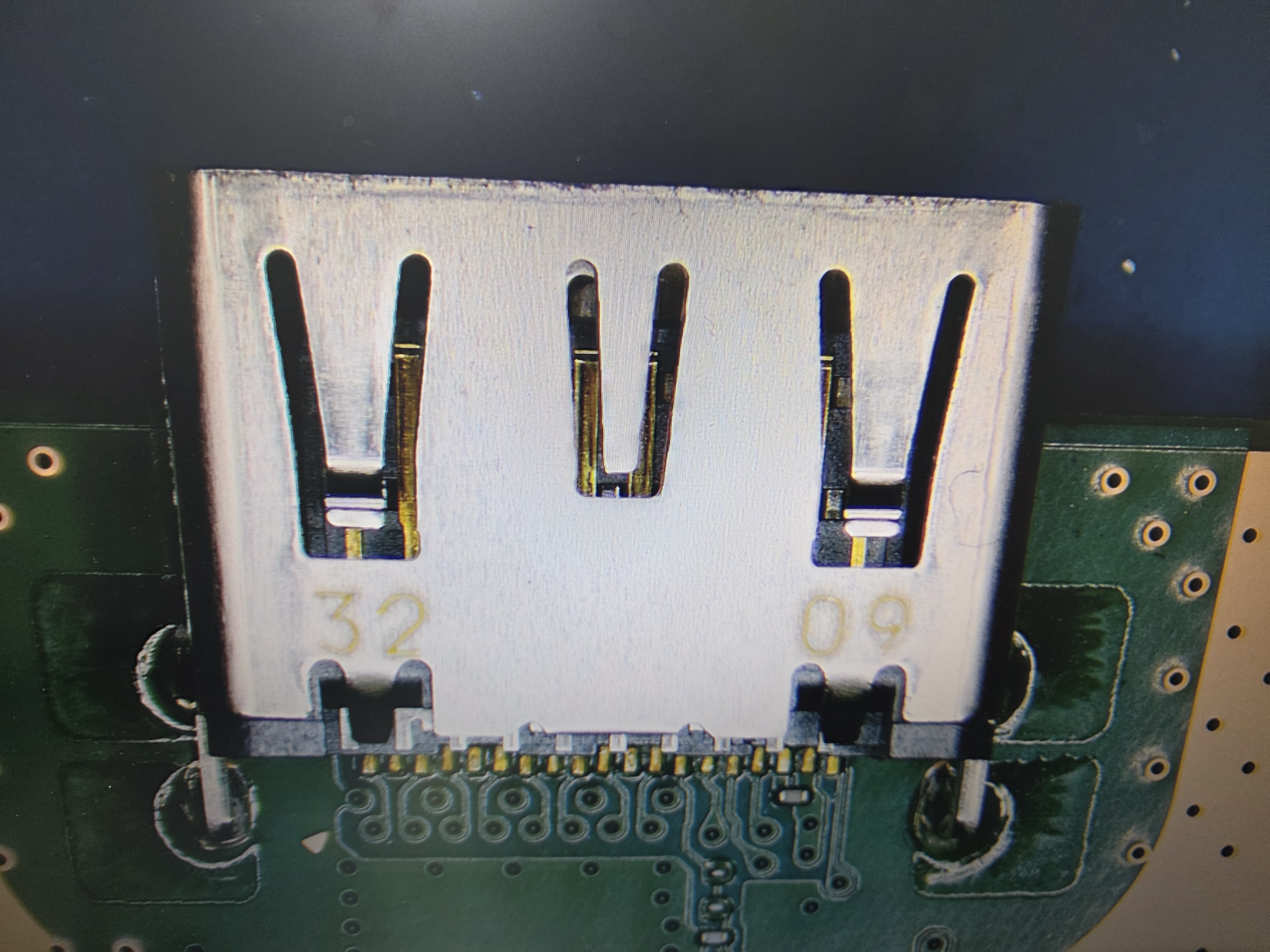 PS5 HDMI port connector pins under magnification